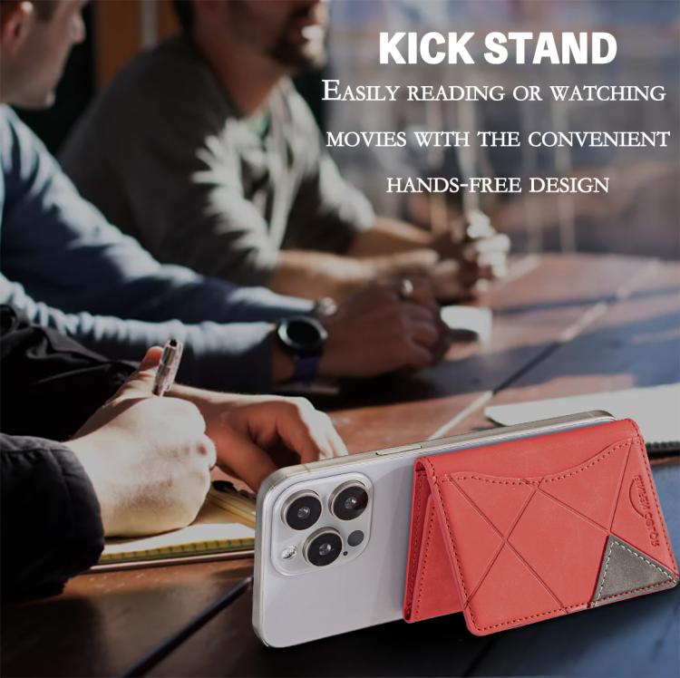 Prismatic Leather Horizontal Magnetic Wallet Card Bag Case(Red) - Adhesive Card Holders by buy2fix | Online Shopping UK | buy2fix