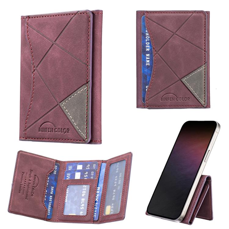 Prismatic Leather Horizontal Magnetic Wallet Card Bag Case(Purple) - Adhesive Card Holders by buy2fix | Online Shopping UK | buy2fix