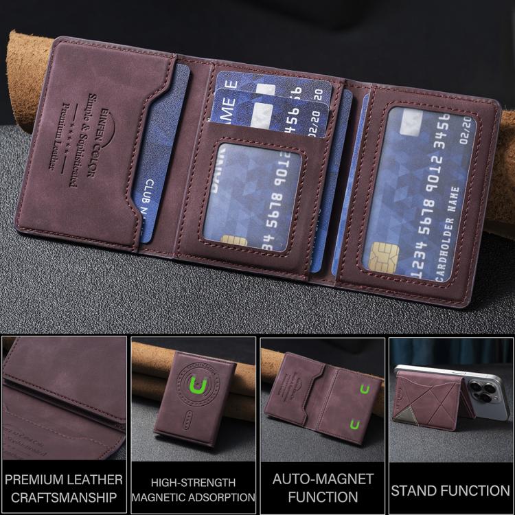 Prismatic Leather Horizontal Magnetic Wallet Card Bag Case(Purple) - Adhesive Card Holders by buy2fix | Online Shopping UK | buy2fix