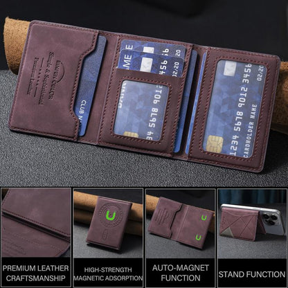 Prismatic Leather Horizontal Magnetic Wallet Card Bag Case(Purple) - Adhesive Card Holders by buy2fix | Online Shopping UK | buy2fix