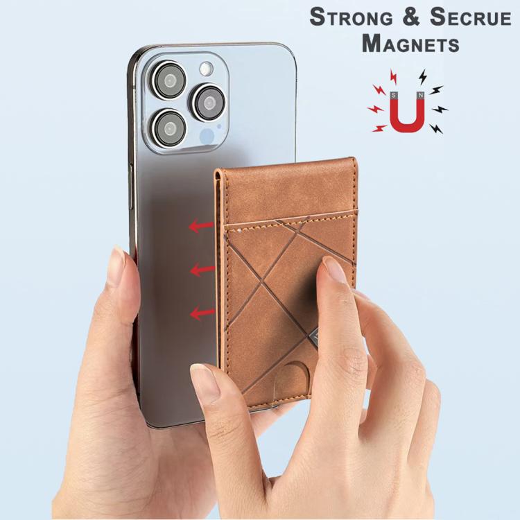 Prismatic Leather Vertical Magnetic Wallet Card Bag Case(Yellow) - Adhesive Card Holders by buy2fix | Online Shopping UK | buy2fix