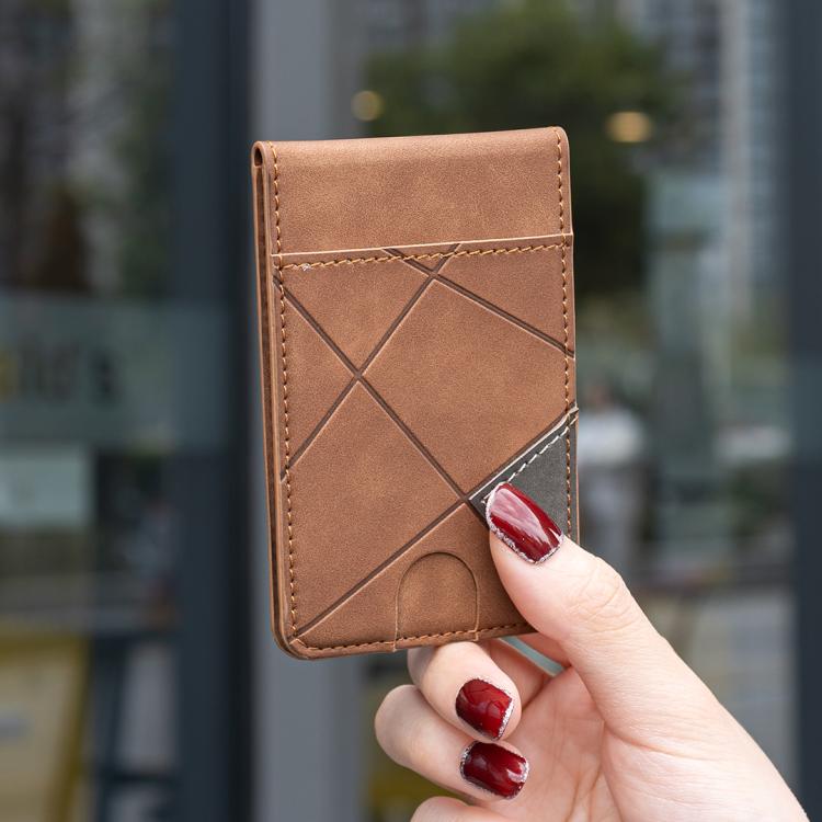 Prismatic Leather Vertical Magnetic Wallet Card Bag Case(Yellow) - Adhesive Card Holders by buy2fix | Online Shopping UK | buy2fix