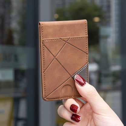 Prismatic Leather Vertical Magnetic Wallet Card Bag Case(Yellow) - Adhesive Card Holders by buy2fix | Online Shopping UK | buy2fix