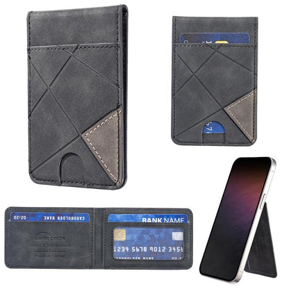 Prismatic Leather Vertical Magnetic Wallet Card Bag Case(Black) - Adhesive Card Holders by buy2fix | Online Shopping UK | buy2fix