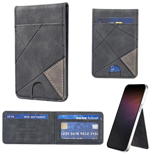 Prismatic Leather Vertical Magnetic Wallet Card Bag Case(Black) - Adhesive Card Holders by buy2fix | Online Shopping UK | buy2fix
