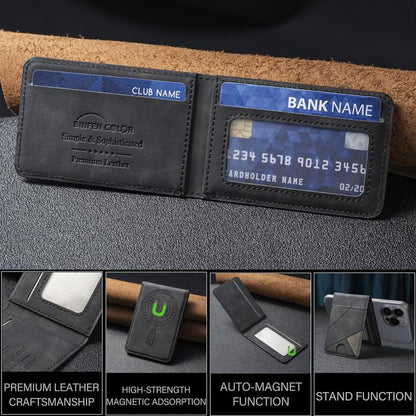 Prismatic Leather Vertical Magnetic Wallet Card Bag Case(Black) - Adhesive Card Holders by buy2fix | Online Shopping UK | buy2fix