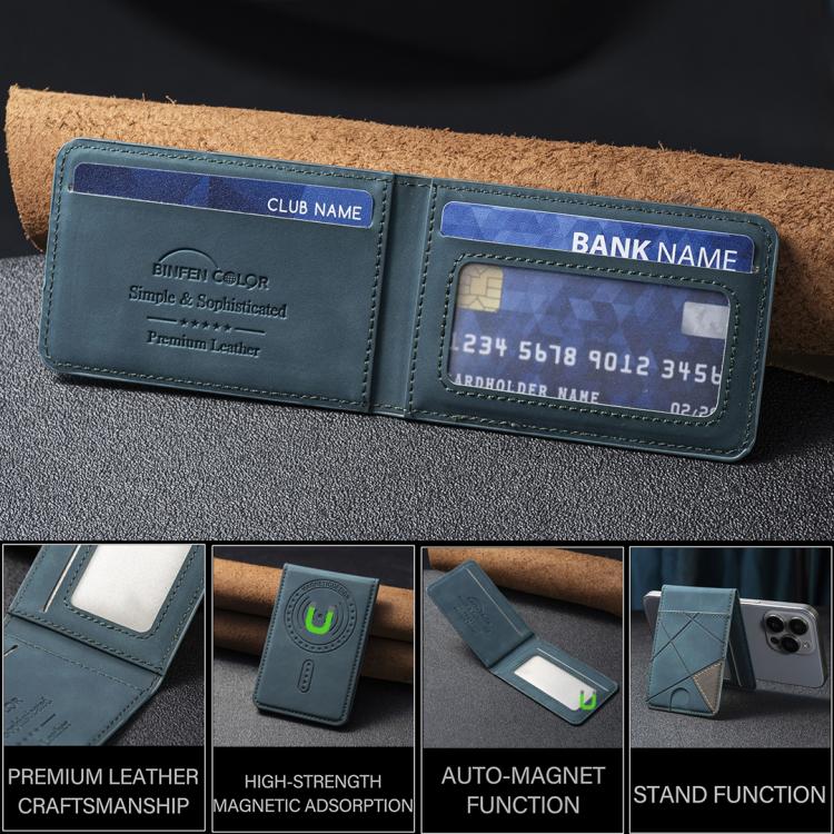 Prismatic Leather Vertical Magnetic Wallet Card Bag Case(Green) - Adhesive Card Holders by buy2fix | Online Shopping UK | buy2fix