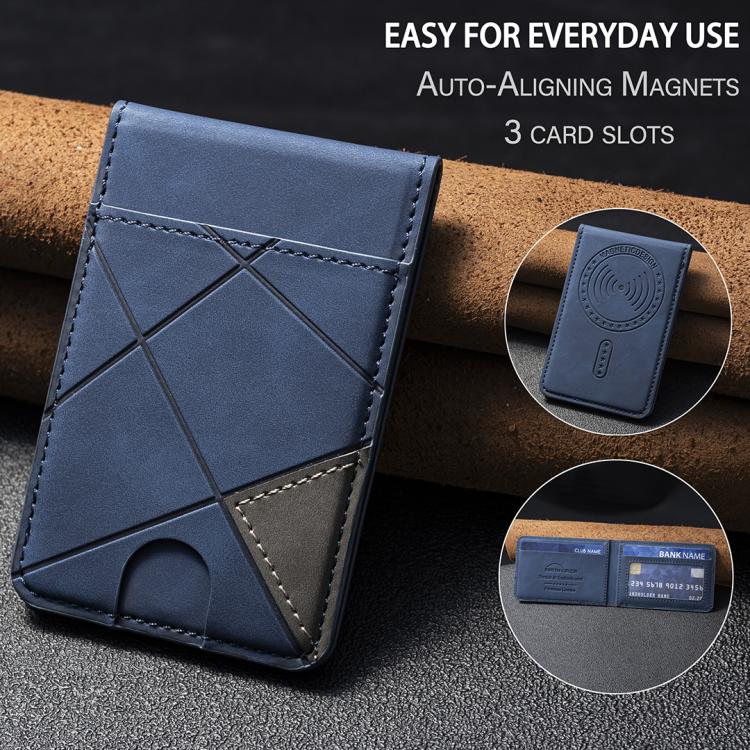 Prismatic Leather Vertical Magnetic Wallet Card Bag Case(Blue) - Adhesive Card Holders by buy2fix | Online Shopping UK | buy2fix