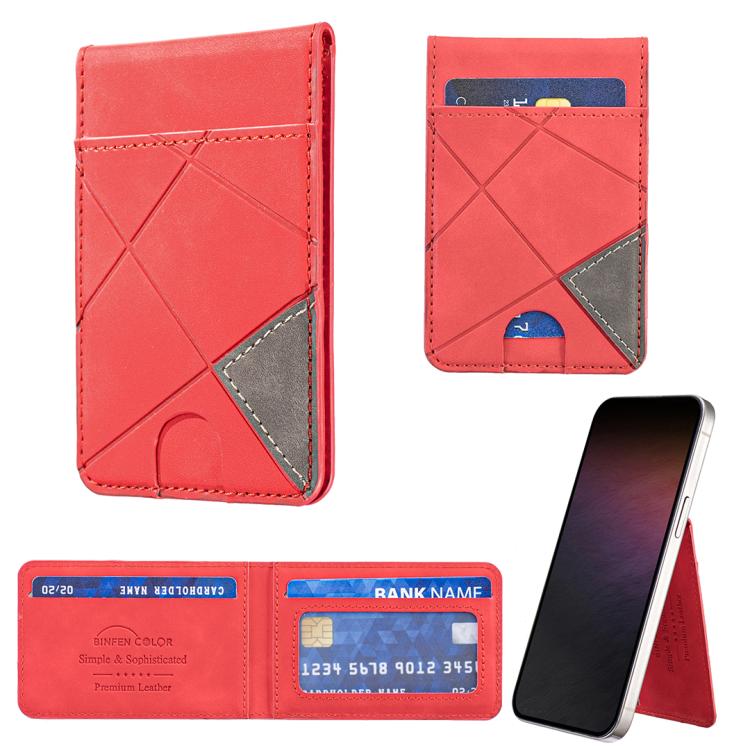 Prismatic Leather Vertical Magnetic Wallet Card Bag Case(Red) - Adhesive Card Holders by buy2fix | Online Shopping UK | buy2fix