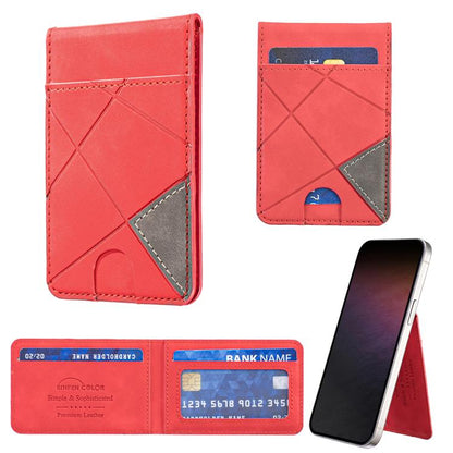 Prismatic Leather Vertical Magnetic Wallet Card Bag Case(Red) - Adhesive Card Holders by buy2fix | Online Shopping UK | buy2fix