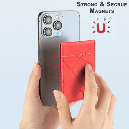 Prismatic Leather Vertical Magnetic Wallet Card Bag Case(Red) - Adhesive Card Holders by buy2fix | Online Shopping UK | buy2fix
