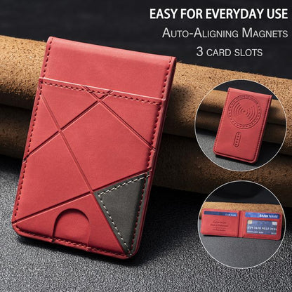 Prismatic Leather Vertical Magnetic Wallet Card Bag Case(Red) - Adhesive Card Holders by buy2fix | Online Shopping UK | buy2fix
