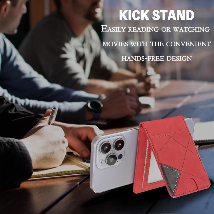 Prismatic Leather Vertical Magnetic Wallet Card Bag Case(Red) - Adhesive Card Holders by buy2fix | Online Shopping UK | buy2fix