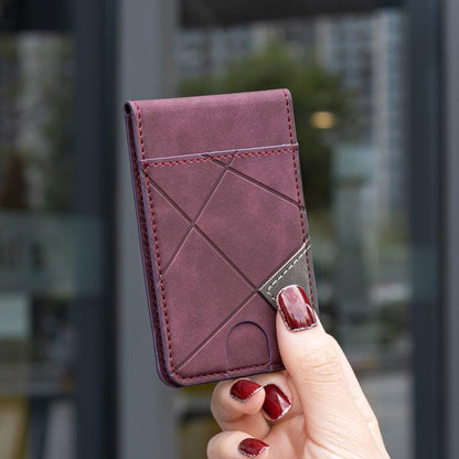 Prismatic Leather Vertical Magnetic Wallet Card Bag Case(Purple) - Adhesive Card Holders by buy2fix | Online Shopping UK | buy2fix