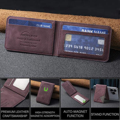 Prismatic Leather Vertical Magnetic Wallet Card Bag Case(Purple) - Adhesive Card Holders by buy2fix | Online Shopping UK | buy2fix