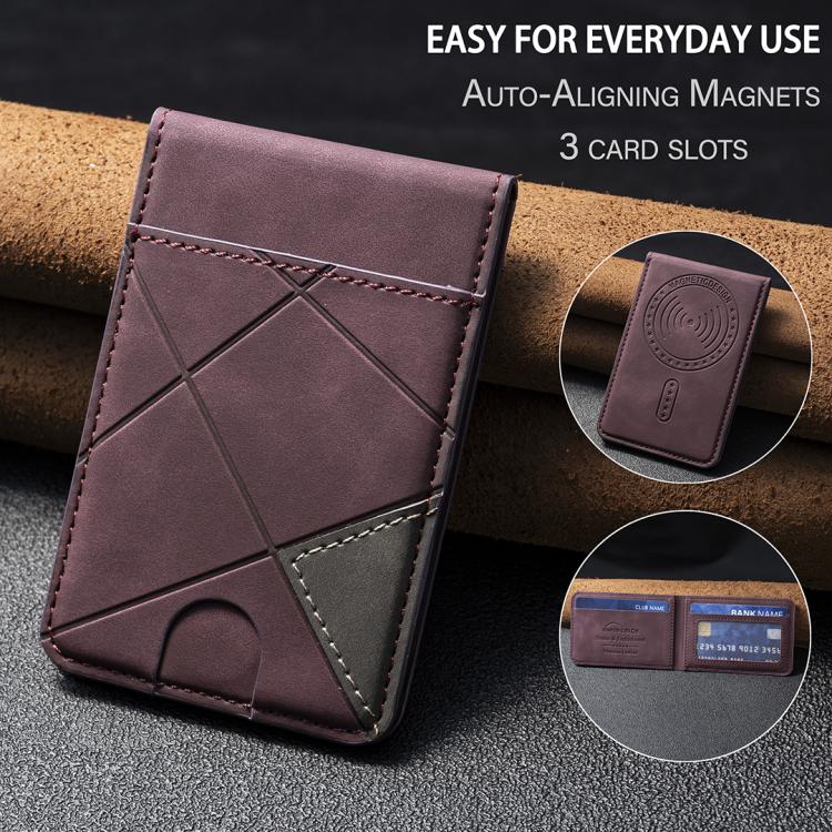 Prismatic Leather Vertical Magnetic Wallet Card Bag Case(Purple) - Adhesive Card Holders by buy2fix | Online Shopping UK | buy2fix