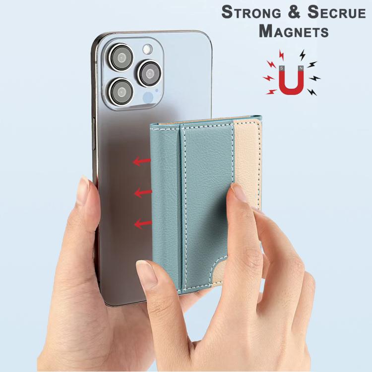 Color Matching Leather Horizontal Magnetic Wallet Card Bag Case(Green) - Adhesive Card Holders by buy2fix | Online Shopping UK | buy2fix