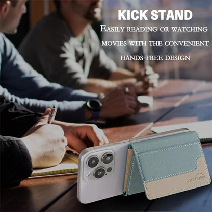 Color Matching Leather Horizontal Magnetic Wallet Card Bag Case(Green) - Adhesive Card Holders by buy2fix | Online Shopping UK | buy2fix