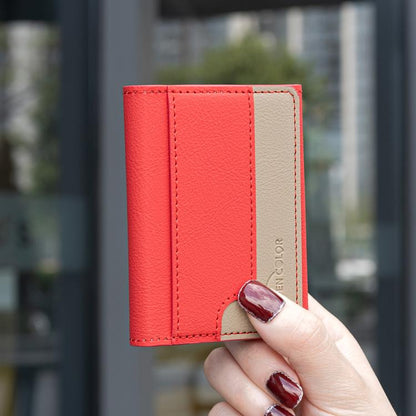 Color Matching Leather Horizontal Magnetic Wallet Card Bag Case(Red) - Adhesive Card Holders by buy2fix | Online Shopping UK | buy2fix