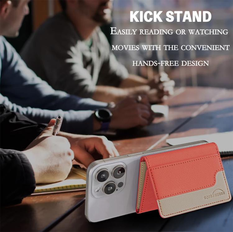 Color Matching Leather Horizontal Magnetic Wallet Card Bag Case(Red) - Adhesive Card Holders by buy2fix | Online Shopping UK | buy2fix