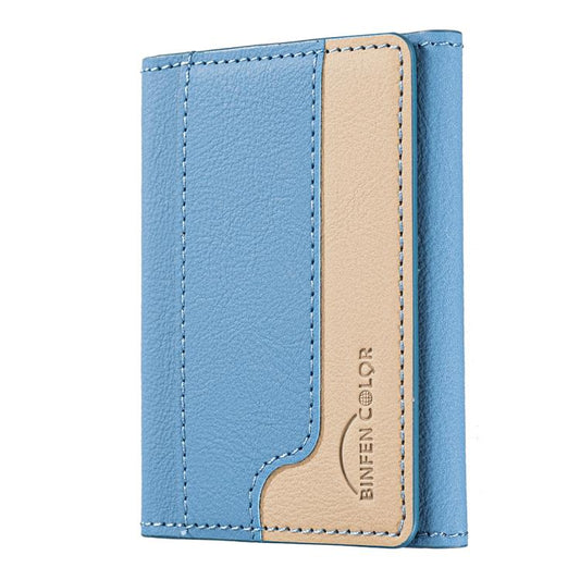 Color Matching Leather Horizontal Magnetic Wallet Card Bag Case(Light Blue) - Adhesive Card Holders by buy2fix | Online Shopping UK | buy2fix