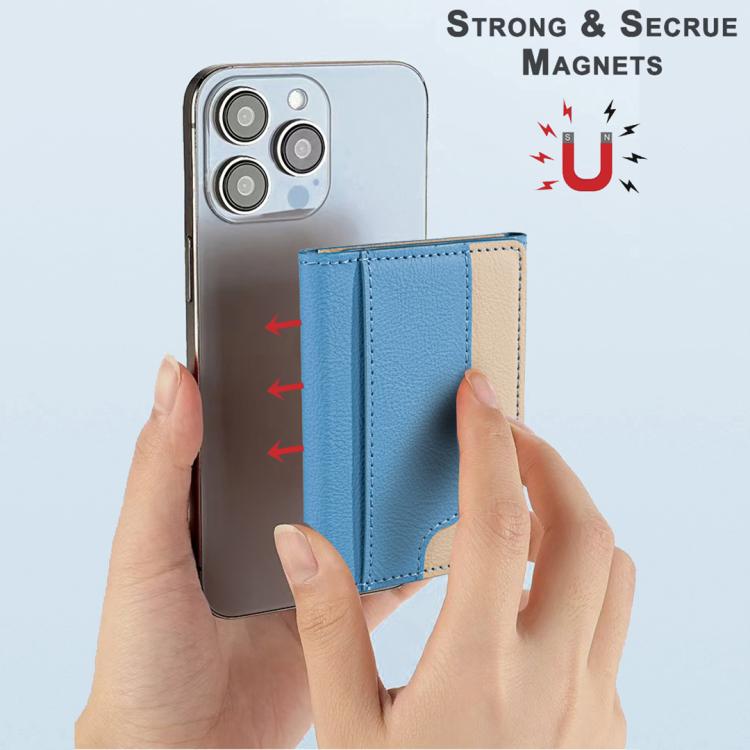 Color Matching Leather Horizontal Magnetic Wallet Card Bag Case(Light Blue) - Adhesive Card Holders by buy2fix | Online Shopping UK | buy2fix