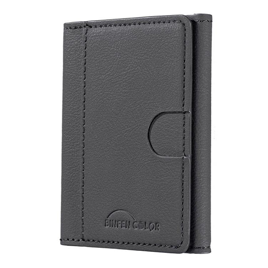 Solid Color Leather Horizontal Magnetic Wallet Card Bag Case(Black) - Adhesive Card Holders by buy2fix | Online Shopping UK | buy2fix