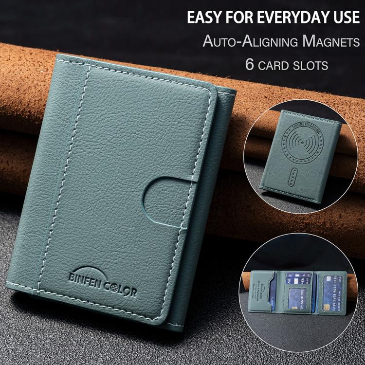 Solid Color Leather Horizontal Magnetic Wallet Card Bag Case(Green) - Adhesive Card Holders by buy2fix | Online Shopping UK | buy2fix