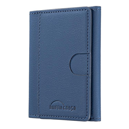 Solid Color Leather Horizontal Magnetic Wallet Card Bag Case(Blue) - Adhesive Card Holders by buy2fix | Online Shopping UK | buy2fix