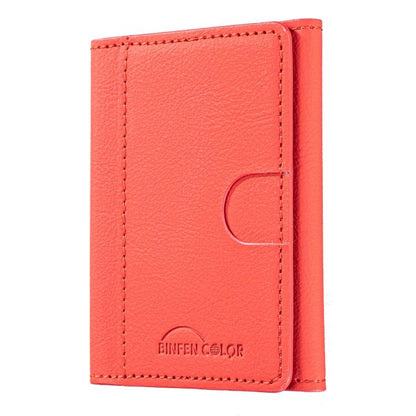 Solid Color Leather Horizontal Magnetic Wallet Card Bag Case(Red) - Adhesive Card Holders by buy2fix | Online Shopping UK | buy2fix
