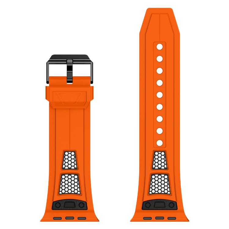 For Apple Watch 46mm / 49mm / 45mm / 44mm Kalebol Honeycomb TPU Black Mesh Strap(Orange Black Net) - Watch Bands by Kalebol | Online Shopping UK | buy2fix