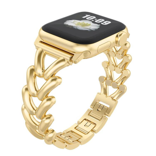 For Apple Watch 46mm / 49mm / 45mm / 44mm Kalebol V-shaped Zinc Alloy Strap(Gold) - Watch Bands by Kalebol | Online Shopping UK | buy2fix