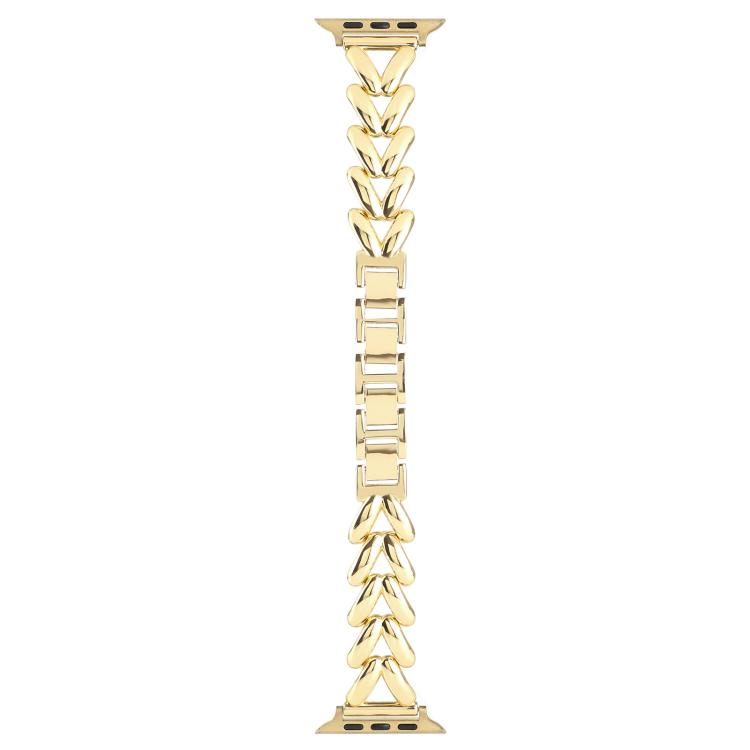 For Apple Watch 46mm / 49mm / 45mm / 44mm Kalebol V-shaped Zinc Alloy Strap(Gold) - Watch Bands by Kalebol | Online Shopping UK | buy2fix