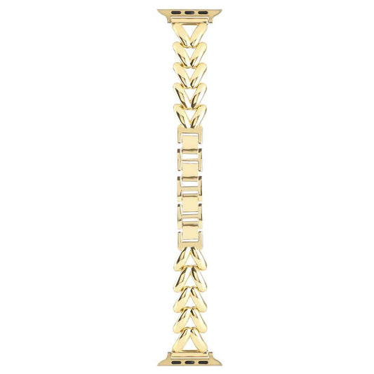 For Apple Watch 46mm / 49mm / 45mm / 44mm Kalebol V-shaped Zinc Alloy Strap(Gold) - Watch Bands by Kalebol | Online Shopping UK | buy2fix