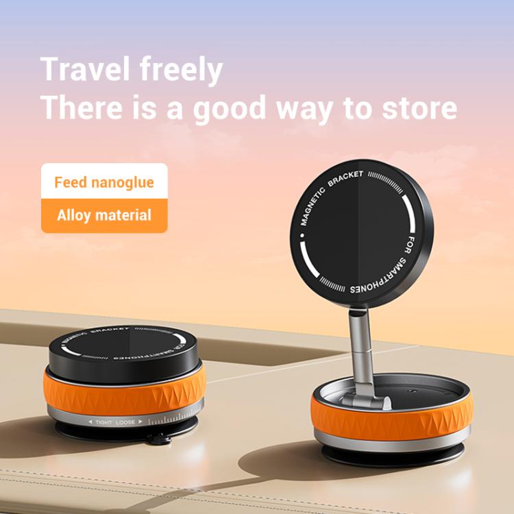 K10B Car Rotatable Vacuum Magnetic Foldable Phone Holder(Orange) - Universal Car Holders by buy2fix | Online Shopping UK | buy2fix