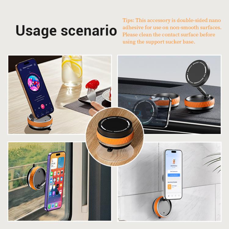 K10B Car Rotatable Vacuum Magnetic Foldable Phone Holder(Orange) - Universal Car Holders by buy2fix | Online Shopping UK | buy2fix
