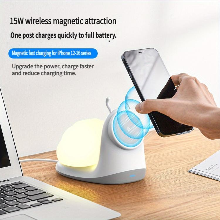 W11 Multifunctional Magnetic Wireless Charger with Night Light(White) - Wireless Charger by buy2fix | Online Shopping UK | buy2fix