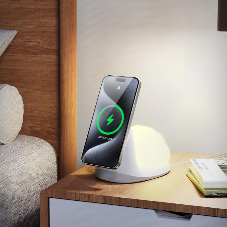 W11 Multifunctional Magnetic Wireless Charger with Night Light(White) - Wireless Charger by buy2fix | Online Shopping UK | buy2fix