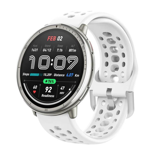 For Amazfit Active 2 Silver Buckle Silicone Sport Watch Band(White)