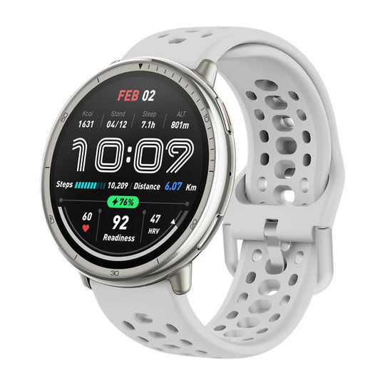 For Amazfit Active 2 Silver Buckle Silicone Sport Watch Band(Grey)