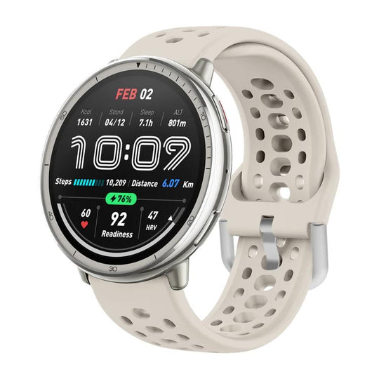 For Amazfit Active 2 Silver Buckle Silicone Sport Watch Band(Starlight)