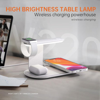 V2206 3 in 1 15W Wireless Charger with Night Light(Black) - Wireless Charger by buy2fix | Online Shopping UK | buy2fix