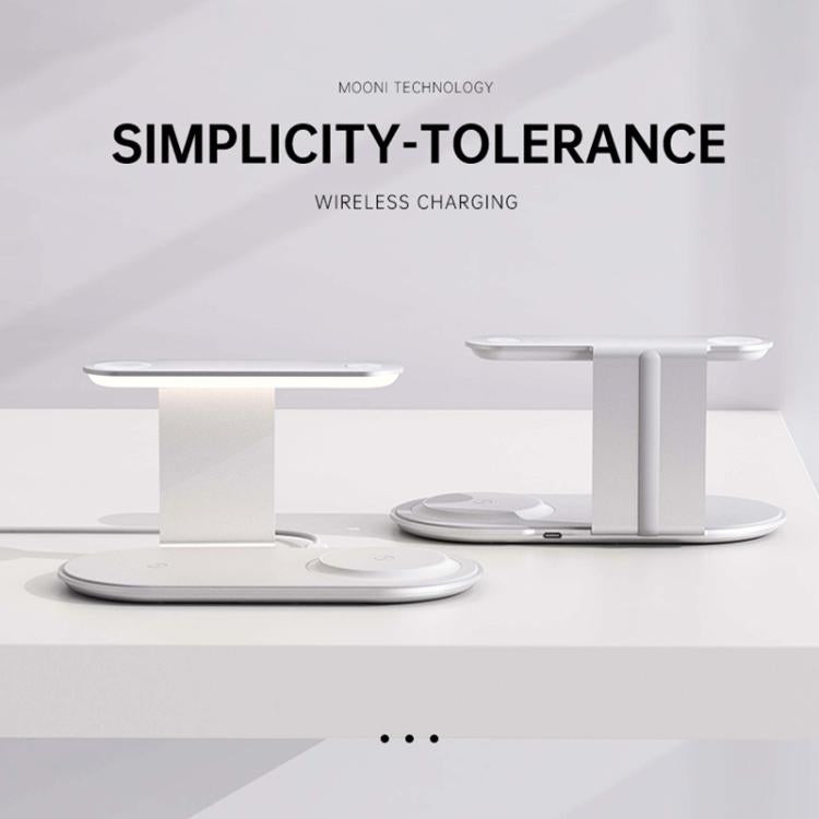 V2206 3 in 1 15W Wireless Charger with Night Light(Black) - Wireless Charger by buy2fix | Online Shopping UK | buy2fix