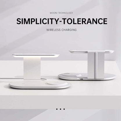 V2206 3 in 1 15W Wireless Charger with Night Light(Silver) - Wireless Charger by buy2fix | Online Shopping UK | buy2fix