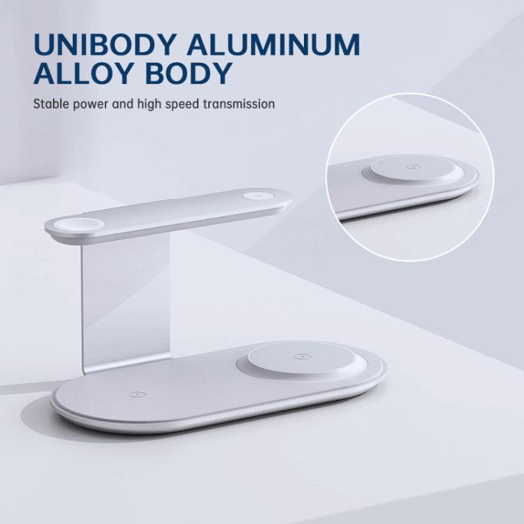 V2206 3 in 1 15W Wireless Charger with Night Light(Silver) - Wireless Charger by buy2fix | Online Shopping UK | buy2fix