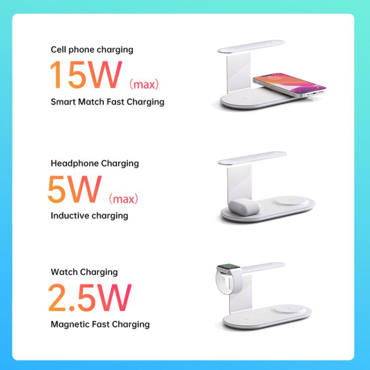 V2206 3 in 1 15W Wireless Charger with Night Light(Black) - Wireless Charger by buy2fix | Online Shopping UK | buy2fix