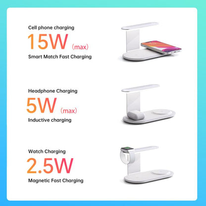 V2206 3 in 1 15W Wireless Charger with Night Light(Black) - Wireless Charger by buy2fix | Online Shopping UK | buy2fix