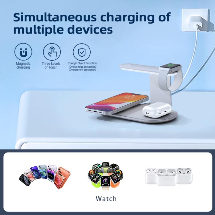 V2206 3 in 1 15W Wireless Charger with Night Light(Black) - Wireless Charger by buy2fix | Online Shopping UK | buy2fix