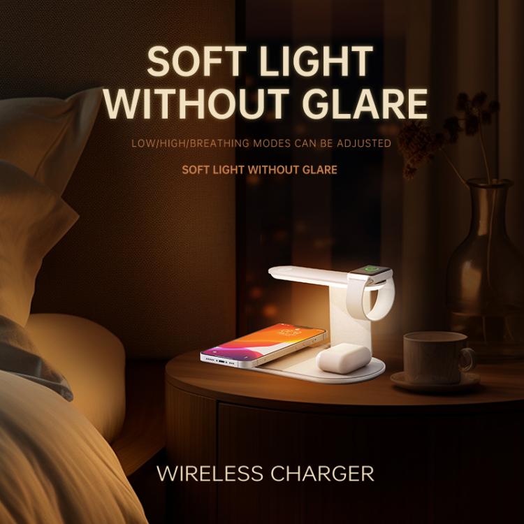 V2206 3 in 1 15W Wireless Charger with Night Light(Silver) - Wireless Charger by buy2fix | Online Shopping UK | buy2fix