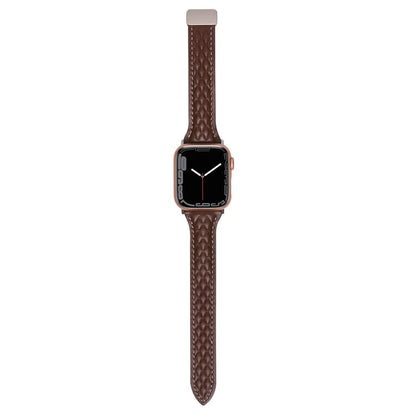 For Apple Watch 46mm / 49mm / 45mm / 44mm Kalebol Diamond Pattern Magnetic Buckle Leather Strap(Coffee) - Watch Bands by Kalebol | Online Shopping UK | buy2fix